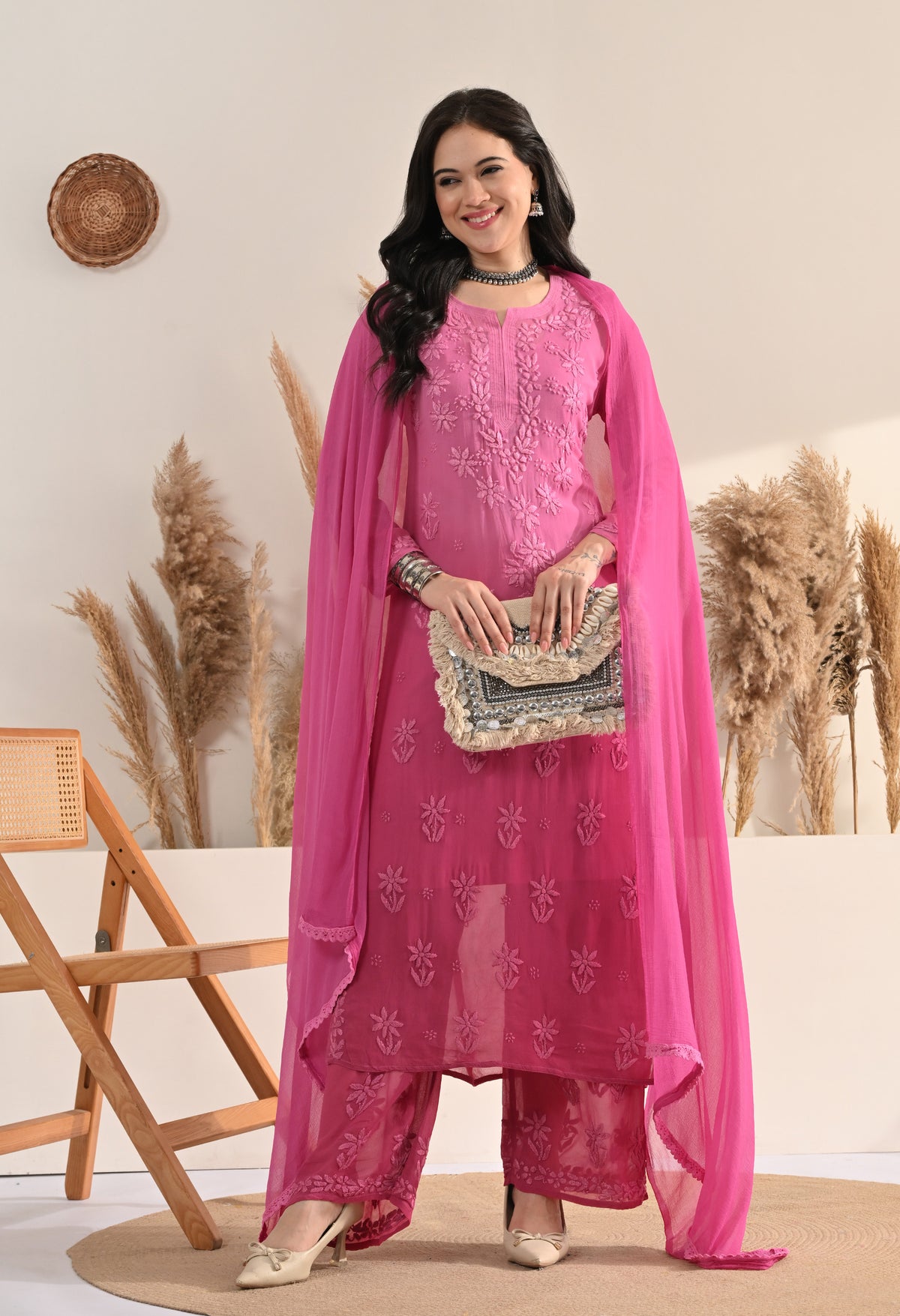 Farah Viscose kurti, palazzo, dupatta and inner set