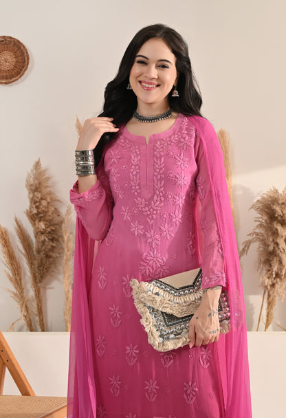 Farah Viscose kurti, palazzo, dupatta and inner set