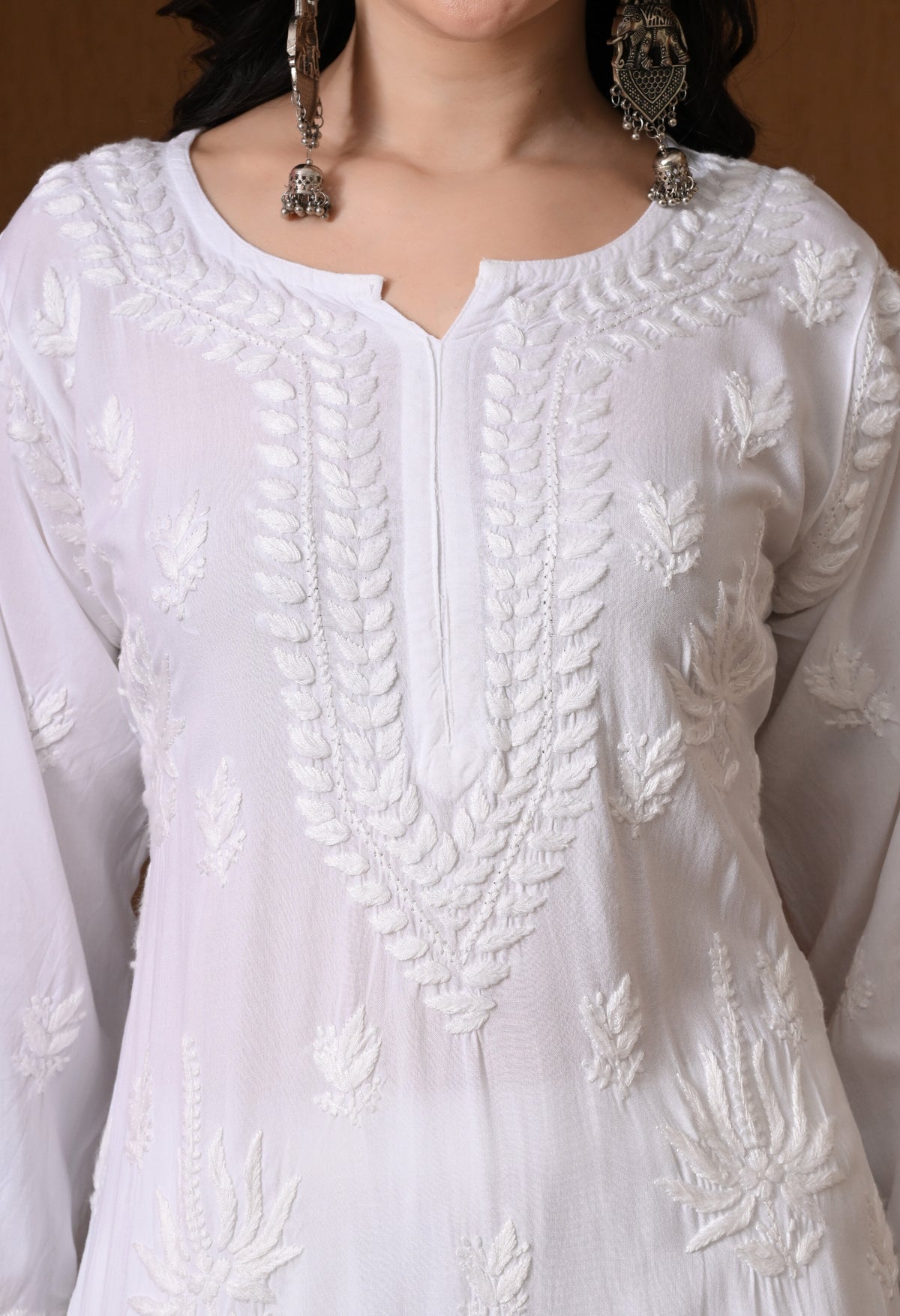 Medha Rayon cotton long chikankari kurti