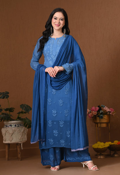 Farah Viscose kurti, palazzo, dupatta and inner set