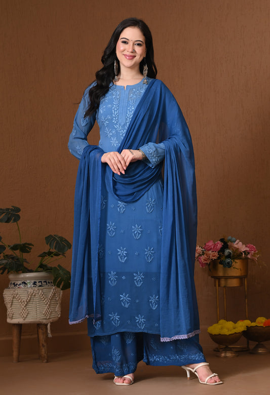 Farah Viscose kurti, palazzo, dupatta and inner set