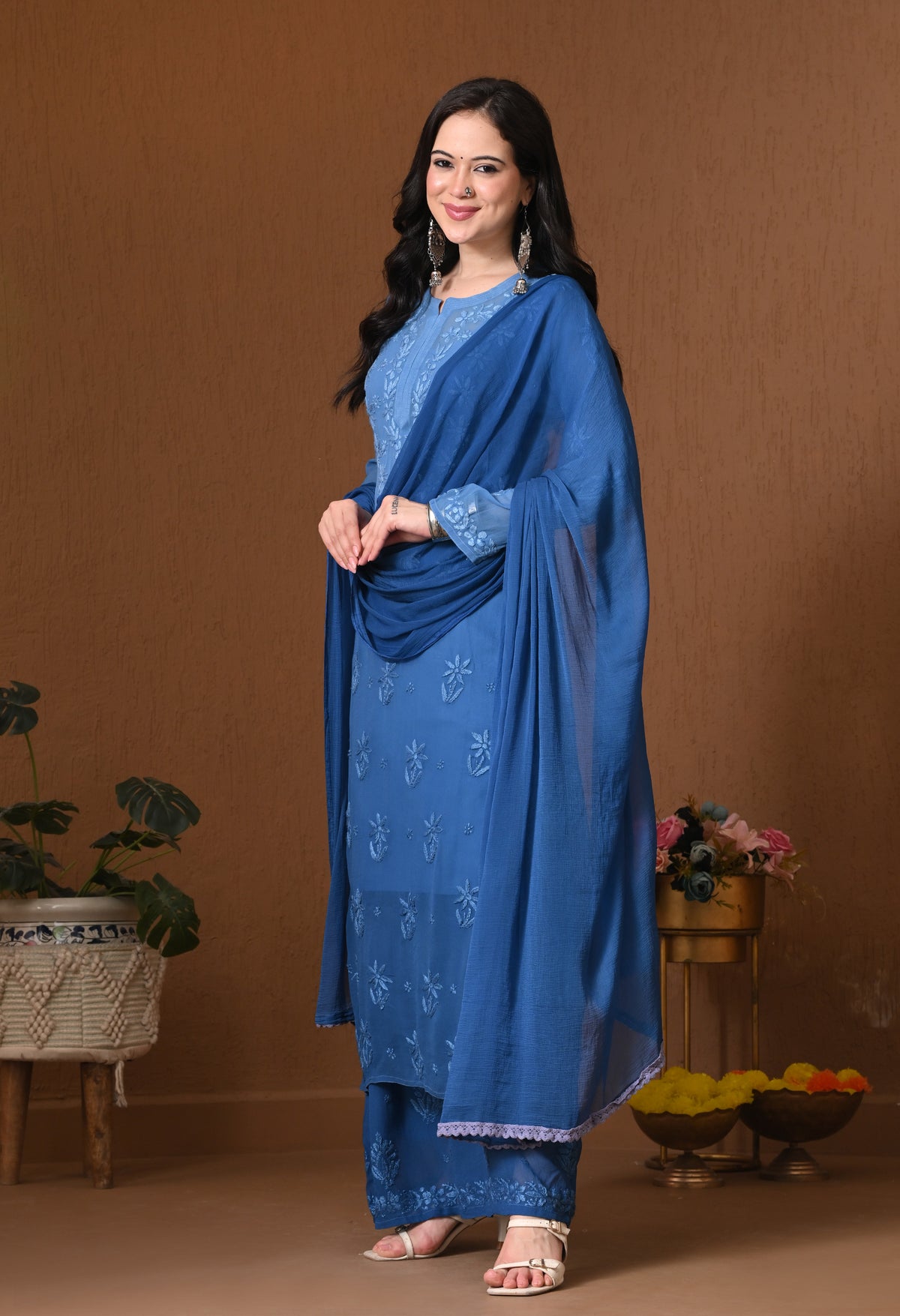 Farah Viscose kurti, palazzo, dupatta and inner set