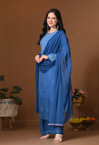 Farah Viscose kurti, palazzo, dupatta and inner set