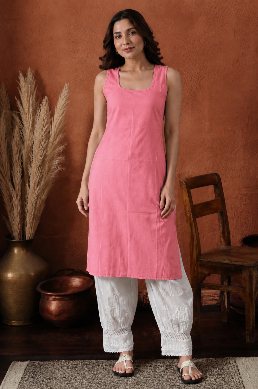 Aarna cotton chikankari kurti with matching inner