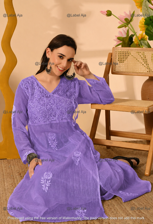 Elsa Kota cotton long Angarkha with A-Line slip