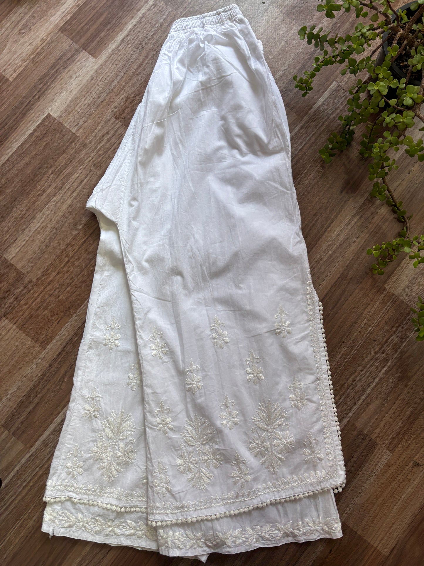 Premium double layer cotton Chikankari Palazzo