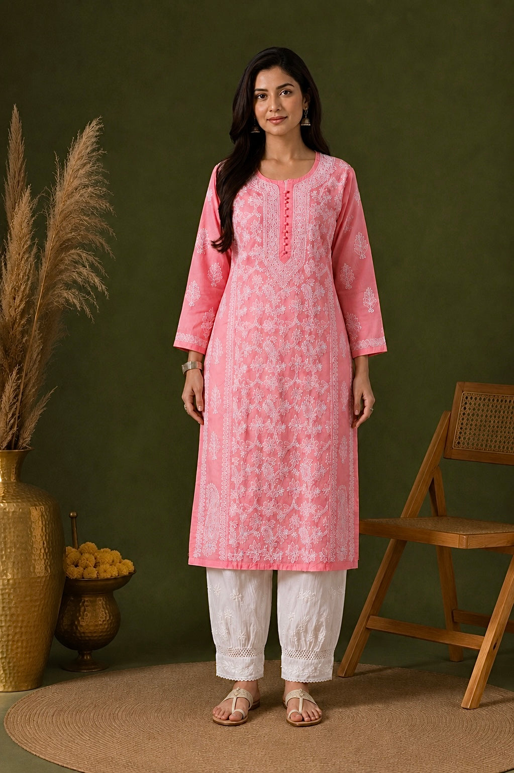 Aarna cotton chikankari kurti with matching inner