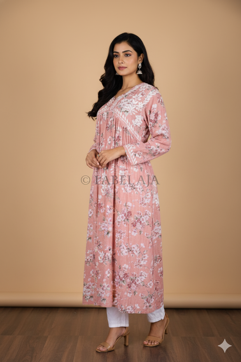 Alia mulmul chikankari anarkali kurti