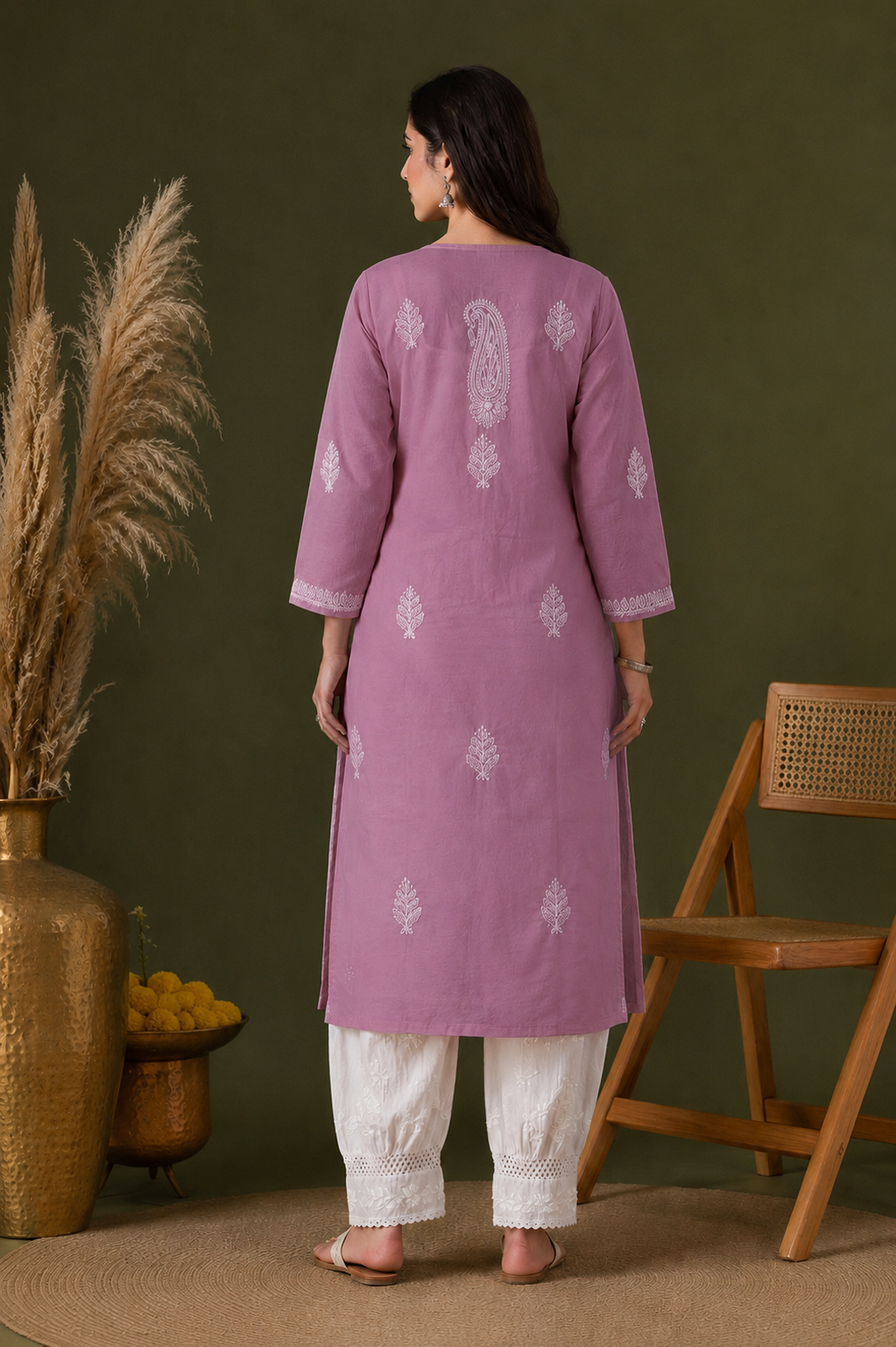 Aarna cotton chikankari kurti with matching inner