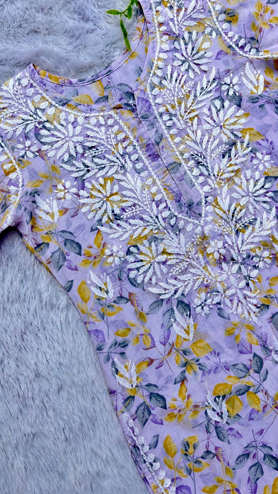 Gulmohar Mulmul long chikankari kurti