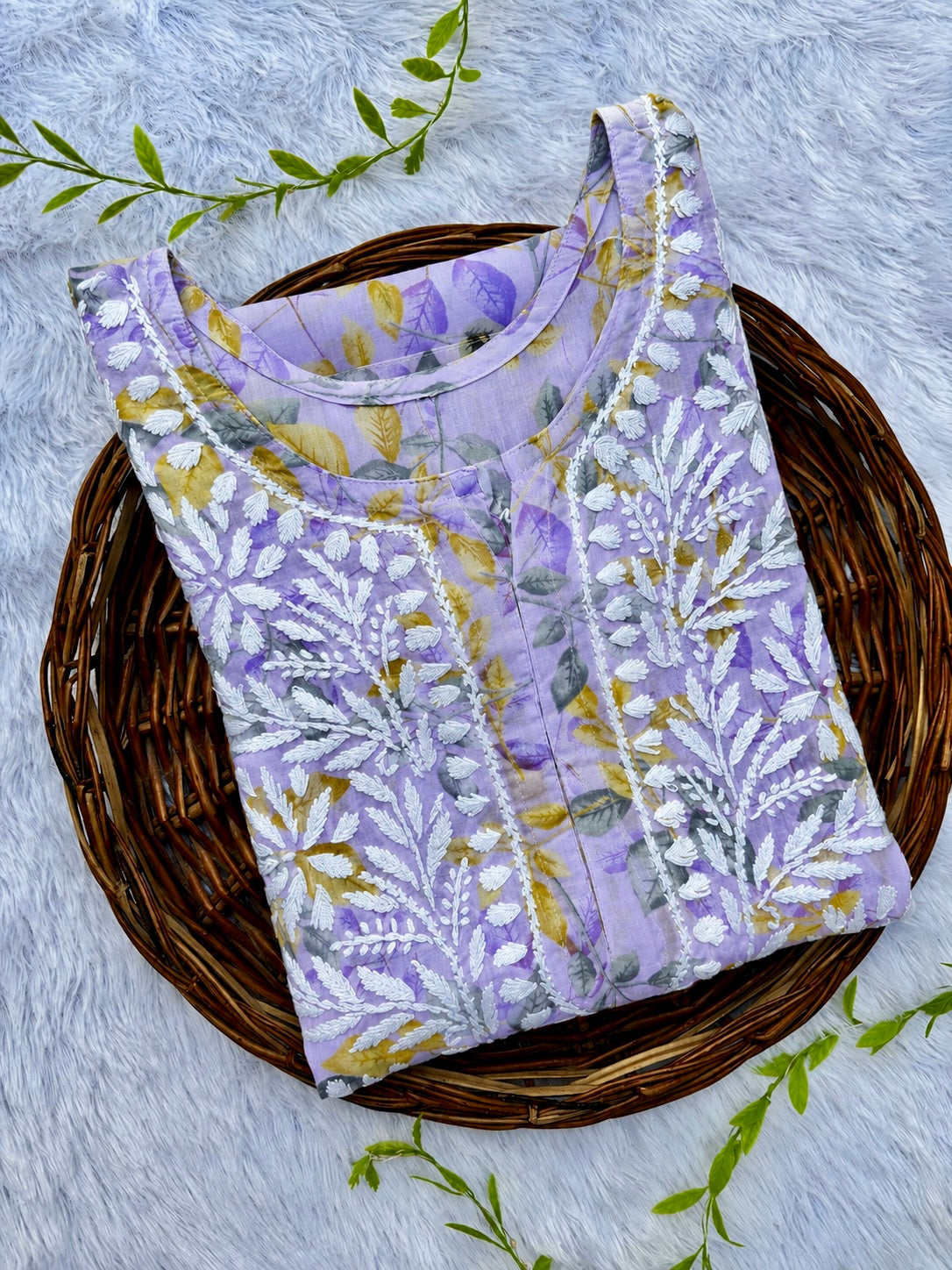 Gulmohar Mulmul long chikankari kurti
