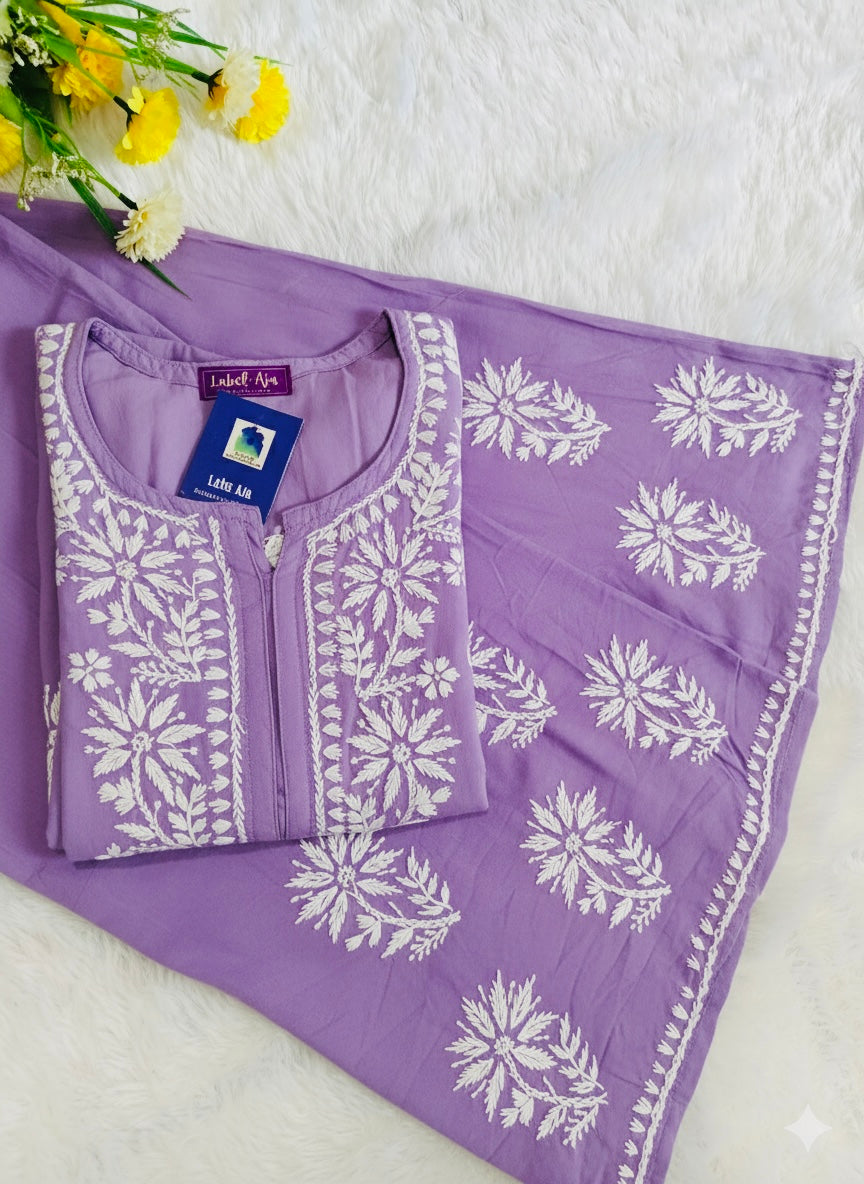 Sia rayon cotton Chikankari Kurti & Palazzo set