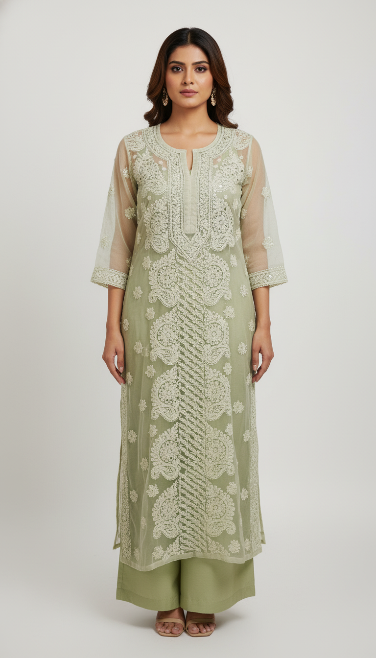 Premium organza kurti with matching liner