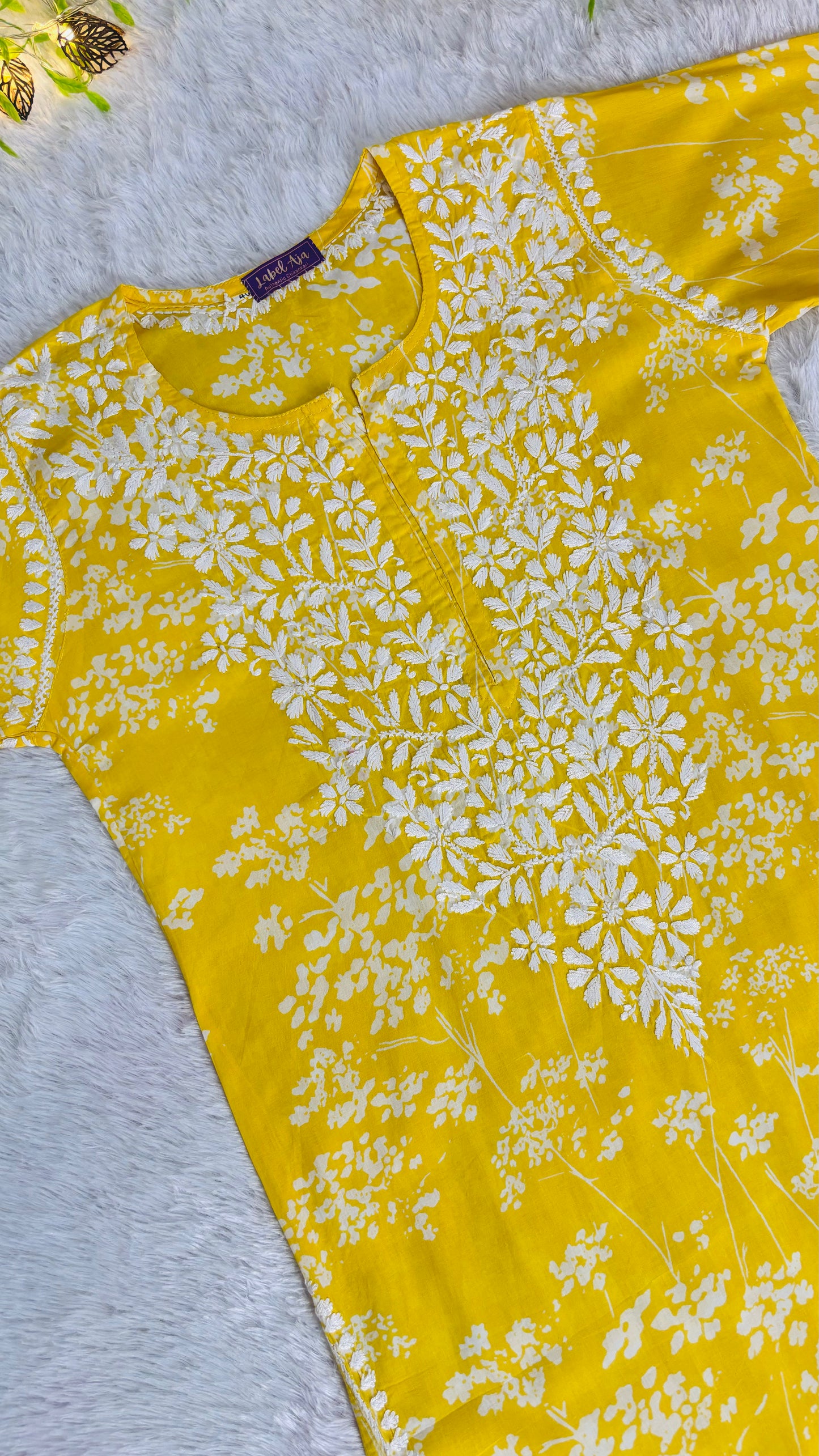 Pankhuri mulmul long chikankari kurti