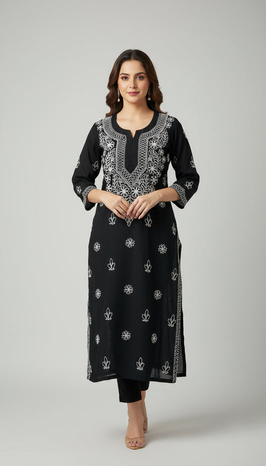 Cotton chikankari kurti with matching slip