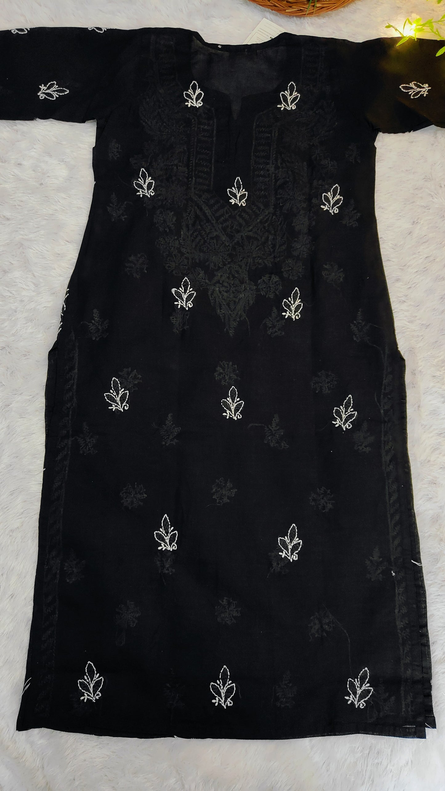Cotton chikankari kurti with matching slip