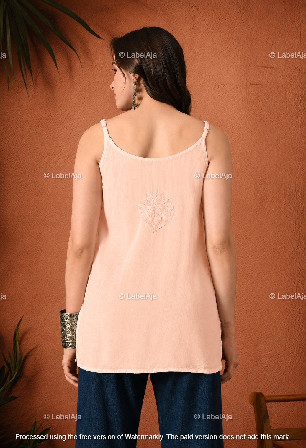 Rayon chikankari noodle strap short top