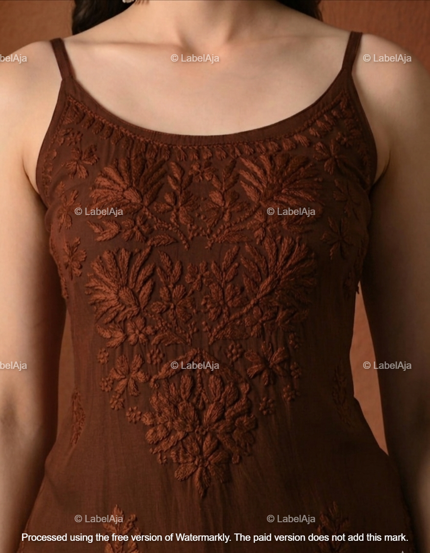 Rayon chikankari noodle strap short top