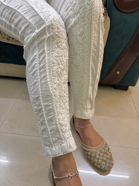 Premium Cotton Lycra Chikankari Straight Pant heavy work