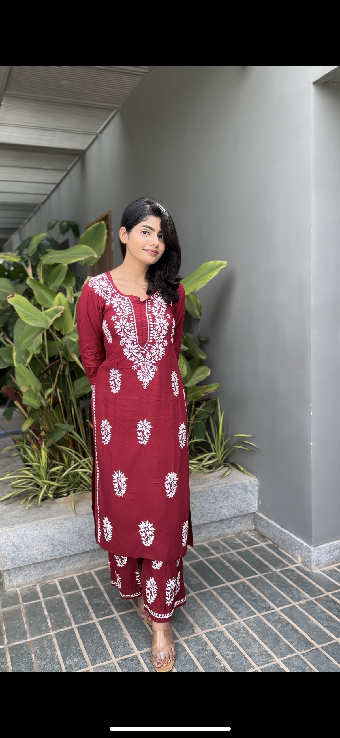 Sia rayon cotton Chikankari Kurti & Palazzo set