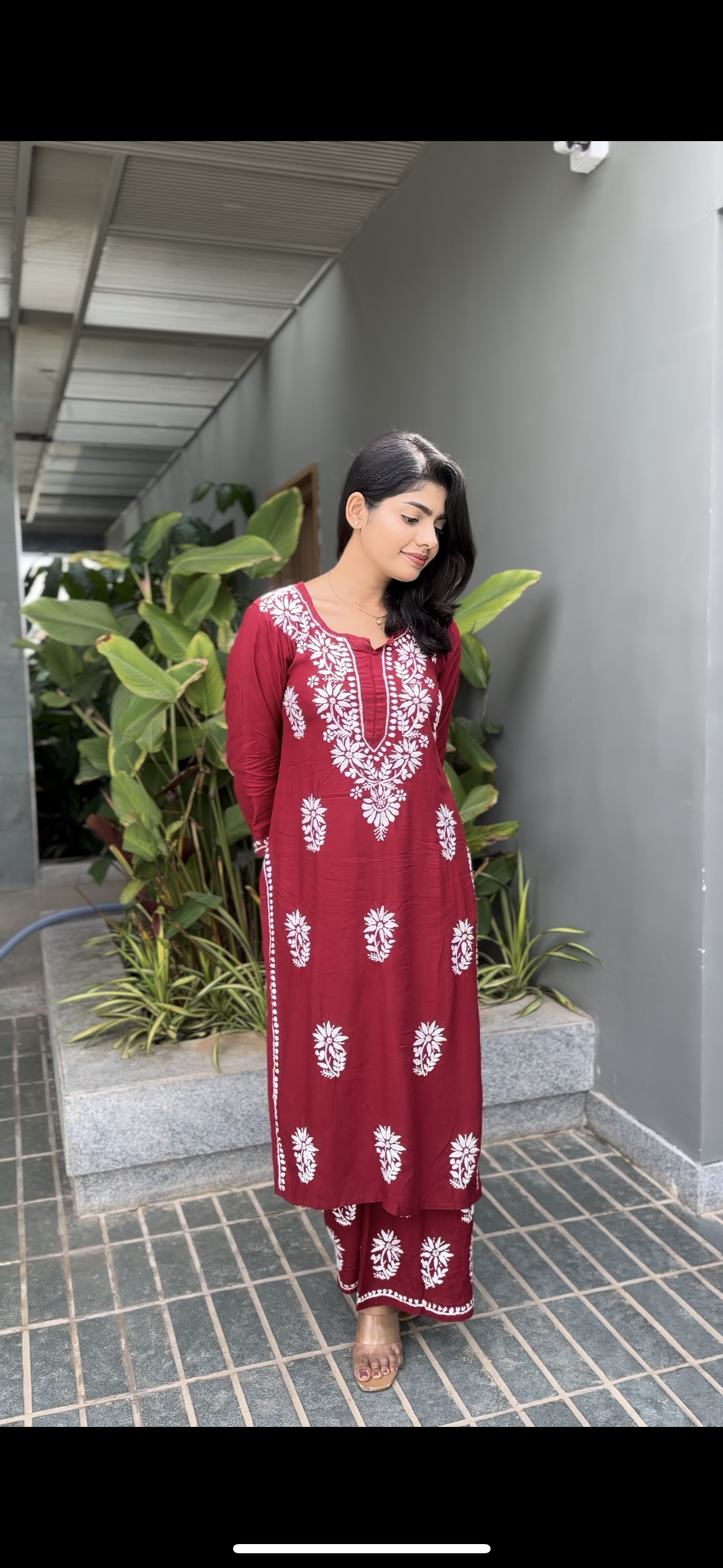 Sia rayon cotton Chikankari Kurti & Palazzo set