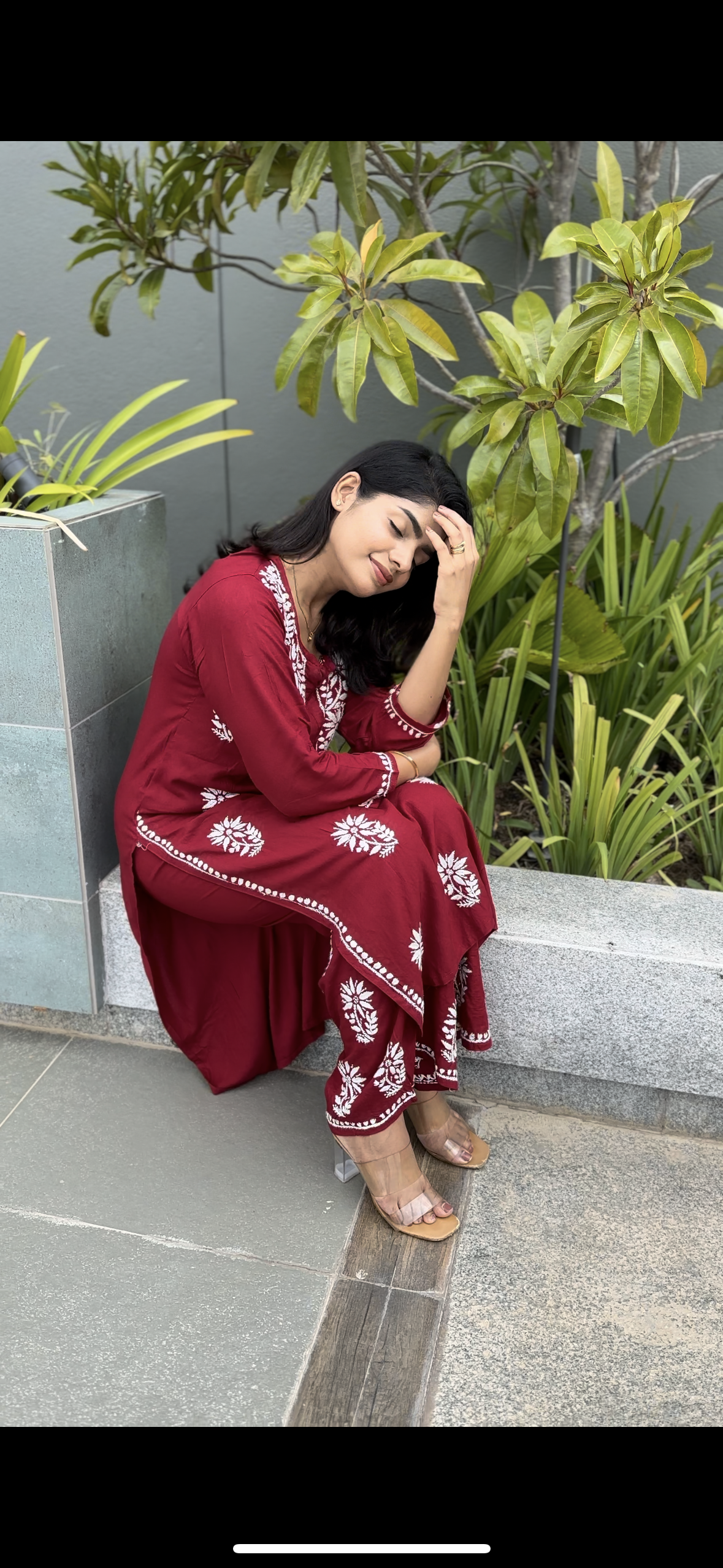 Sia rayon cotton Chikankari Kurti & Palazzo set