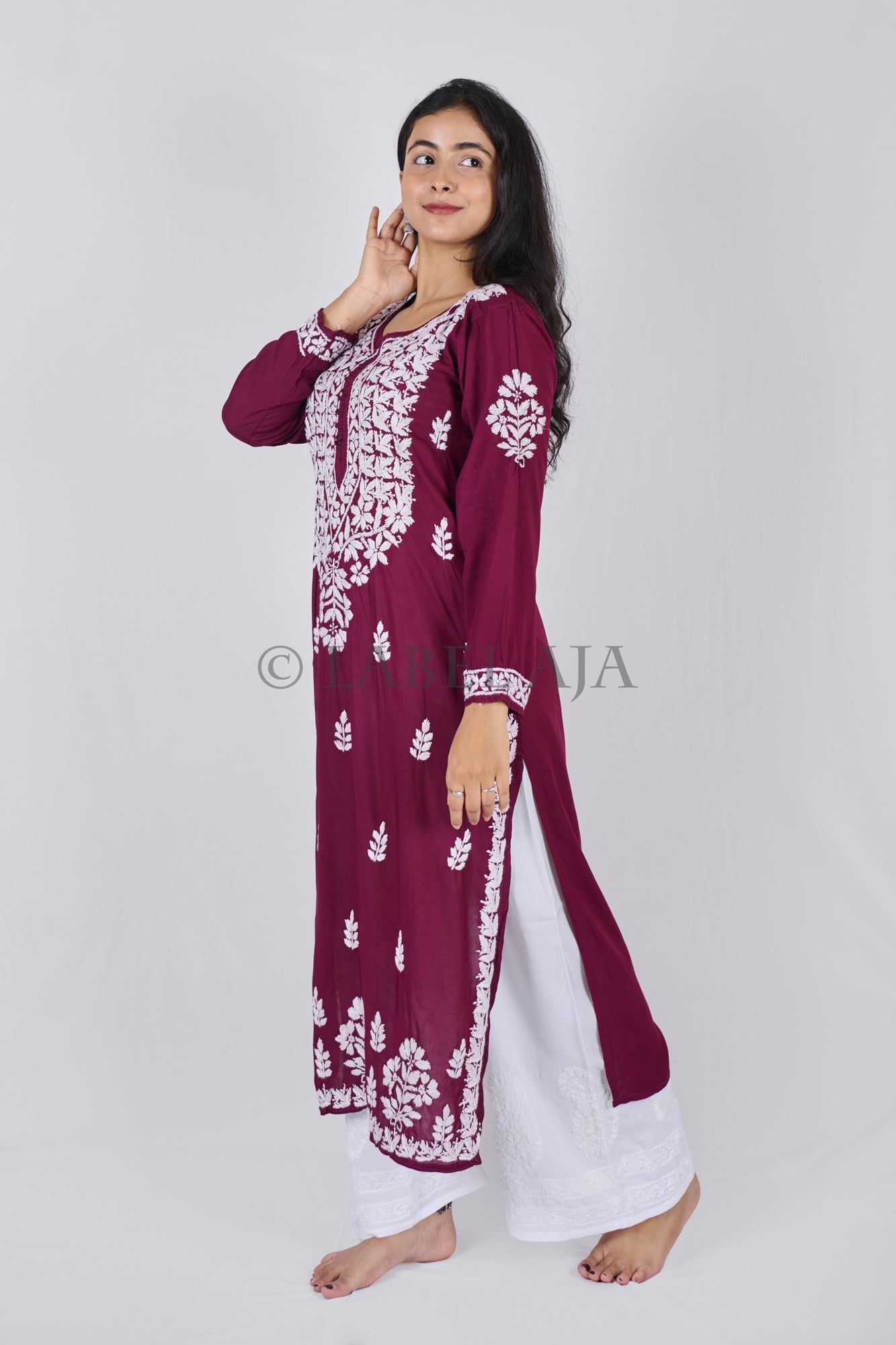 Veda modal cotton long chikankari kurti