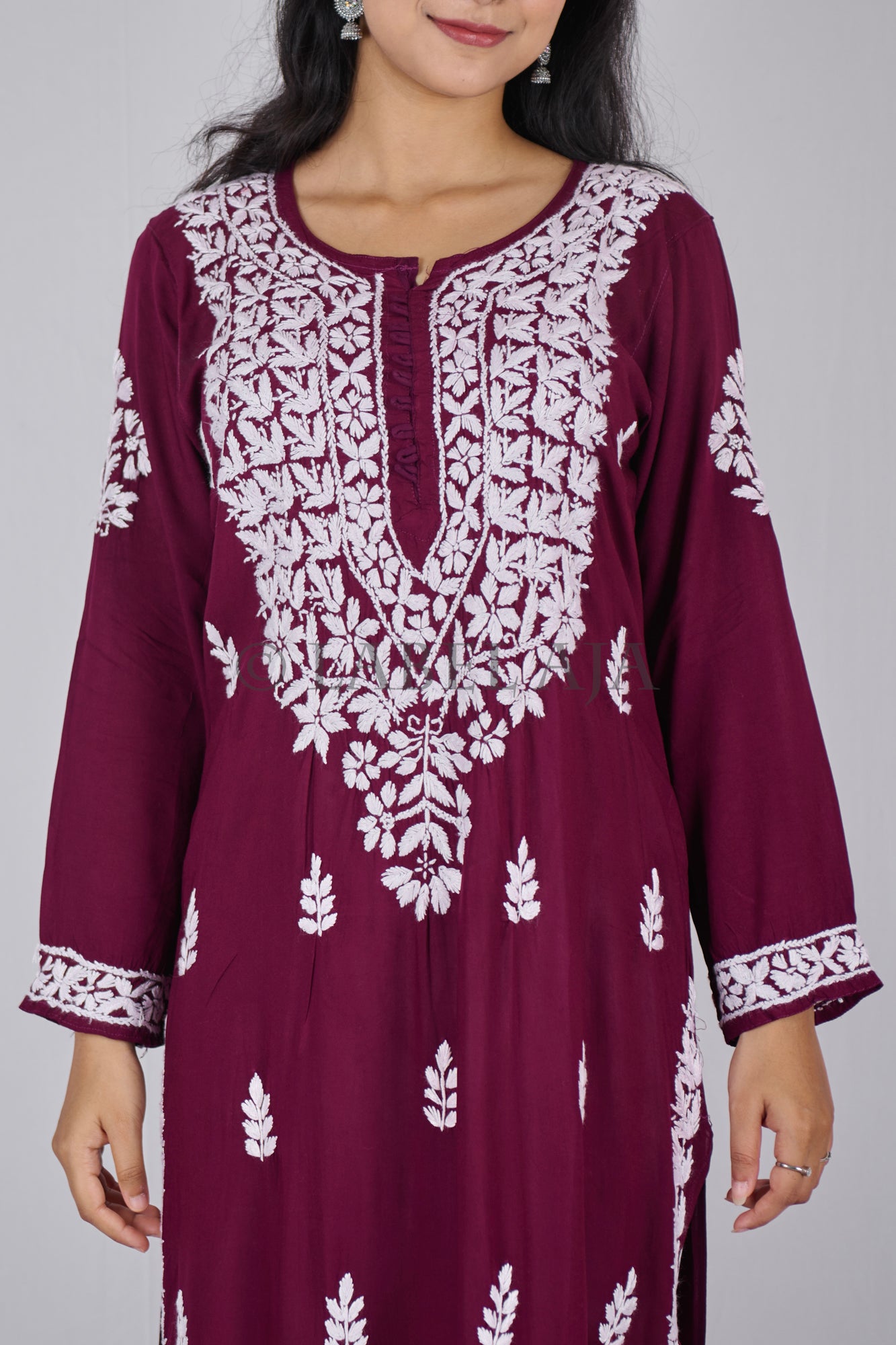 Veda modal cotton long chikankari kurti