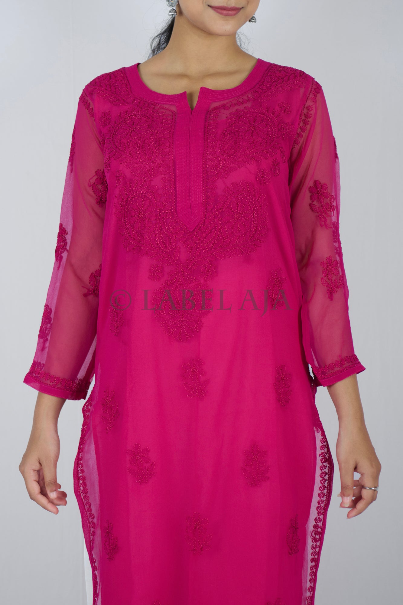 Ziba Georgette Resham work kurta with matching Slip