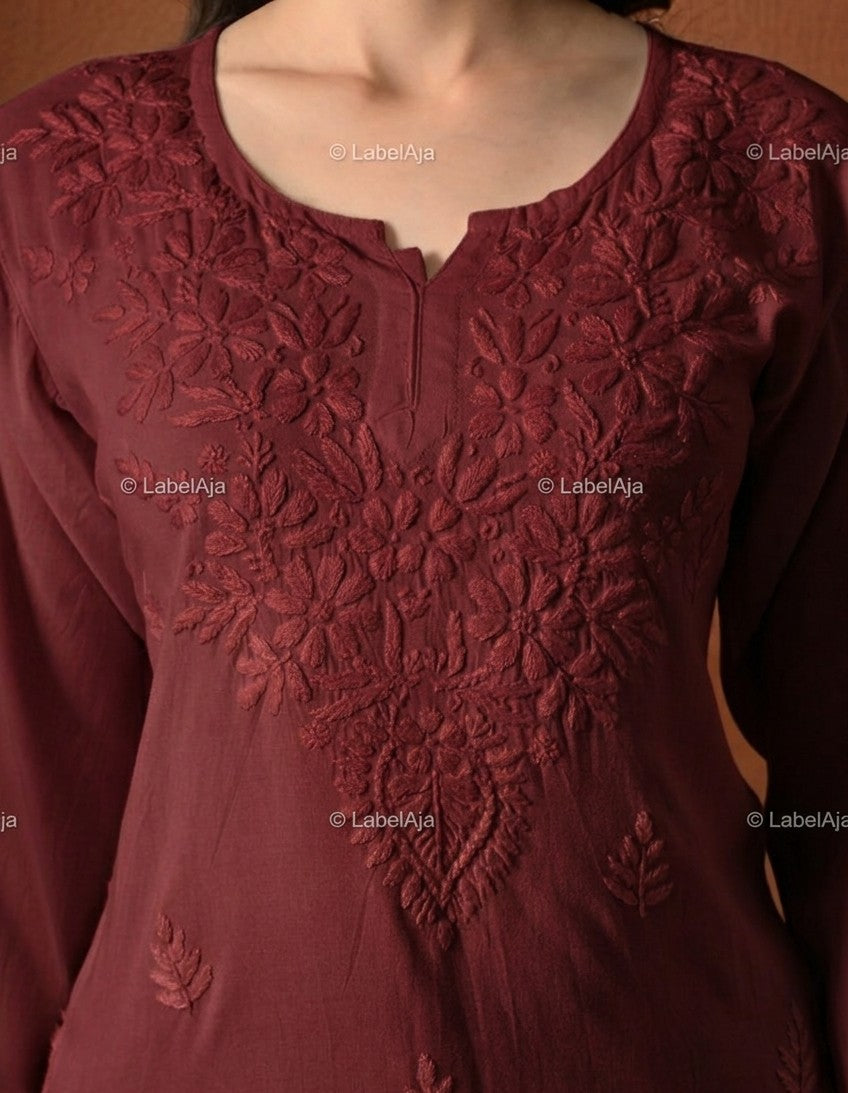 Mira short rayon chikankari kurti
