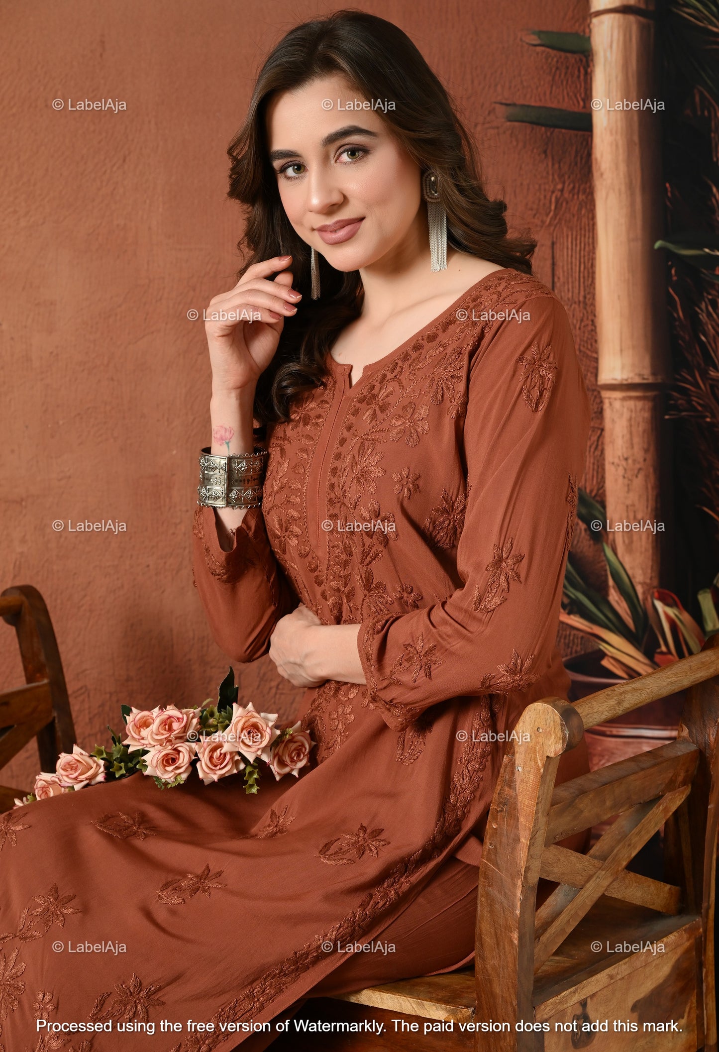 Gulnar Chikankari Modal kurti and palazzo set