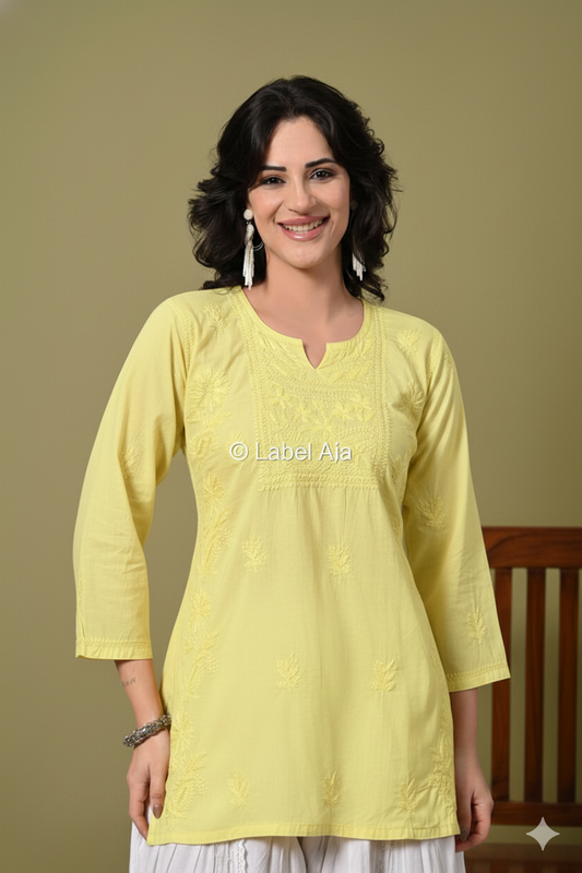 Inaya mul cotton chikankari short top