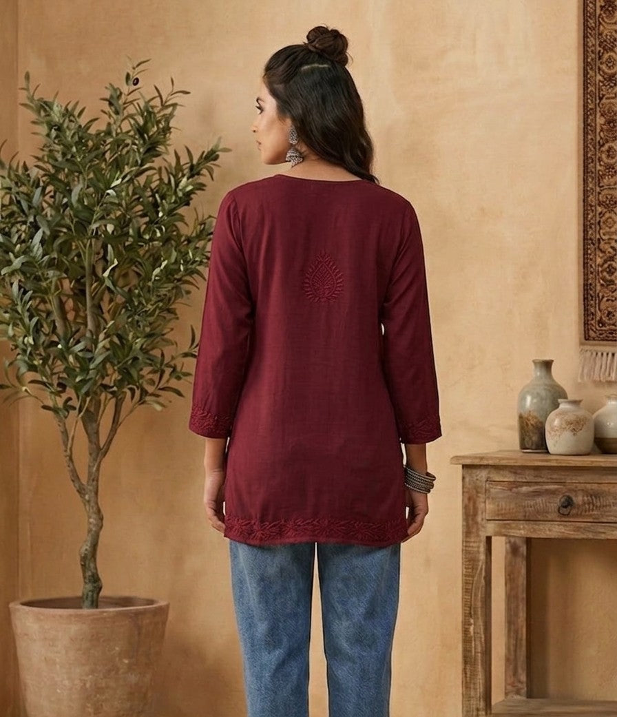 Mira short rayon chikankari kurti