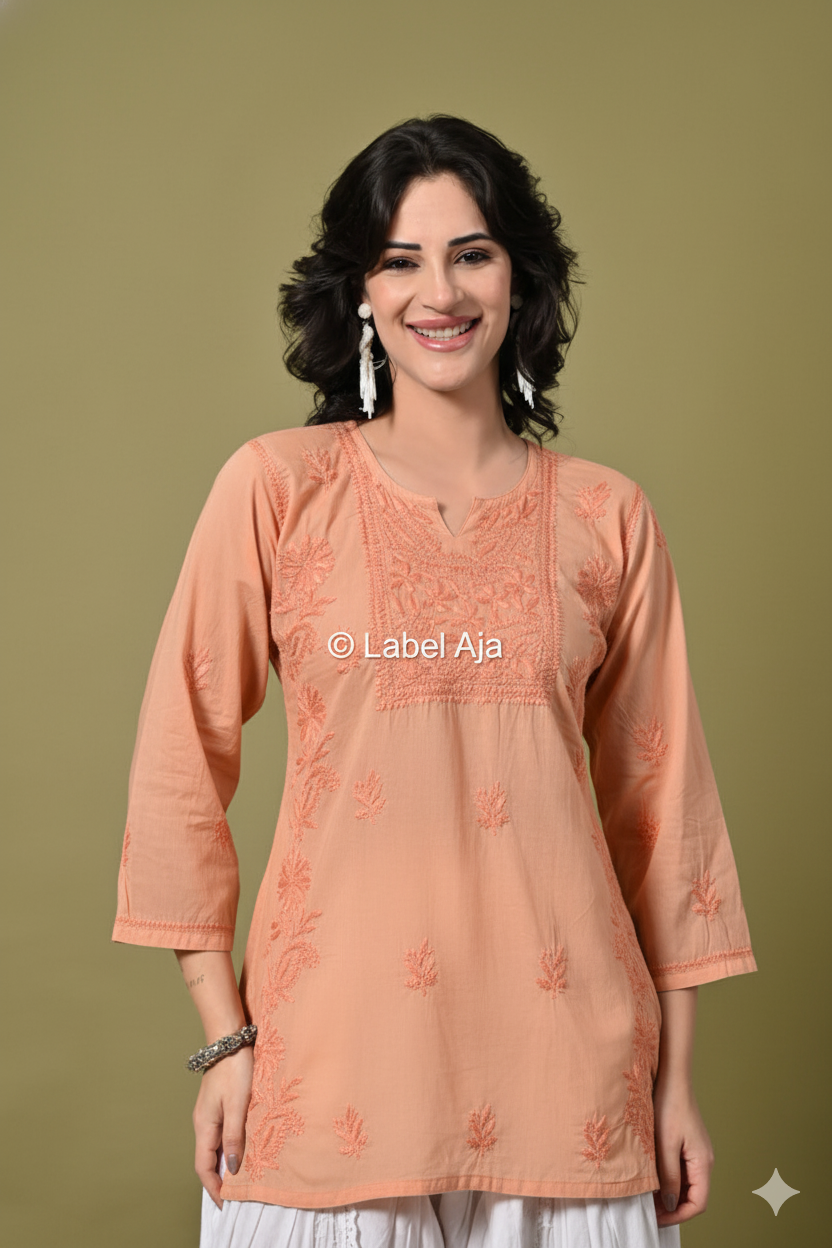 Inaya mul cotton chikankari short top