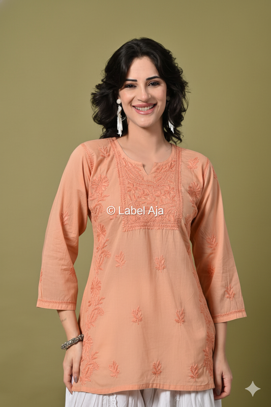 Inaya mul cotton chikankari short top