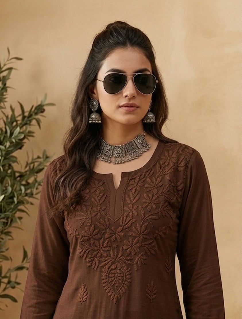 Mira short rayon chikankari kurti