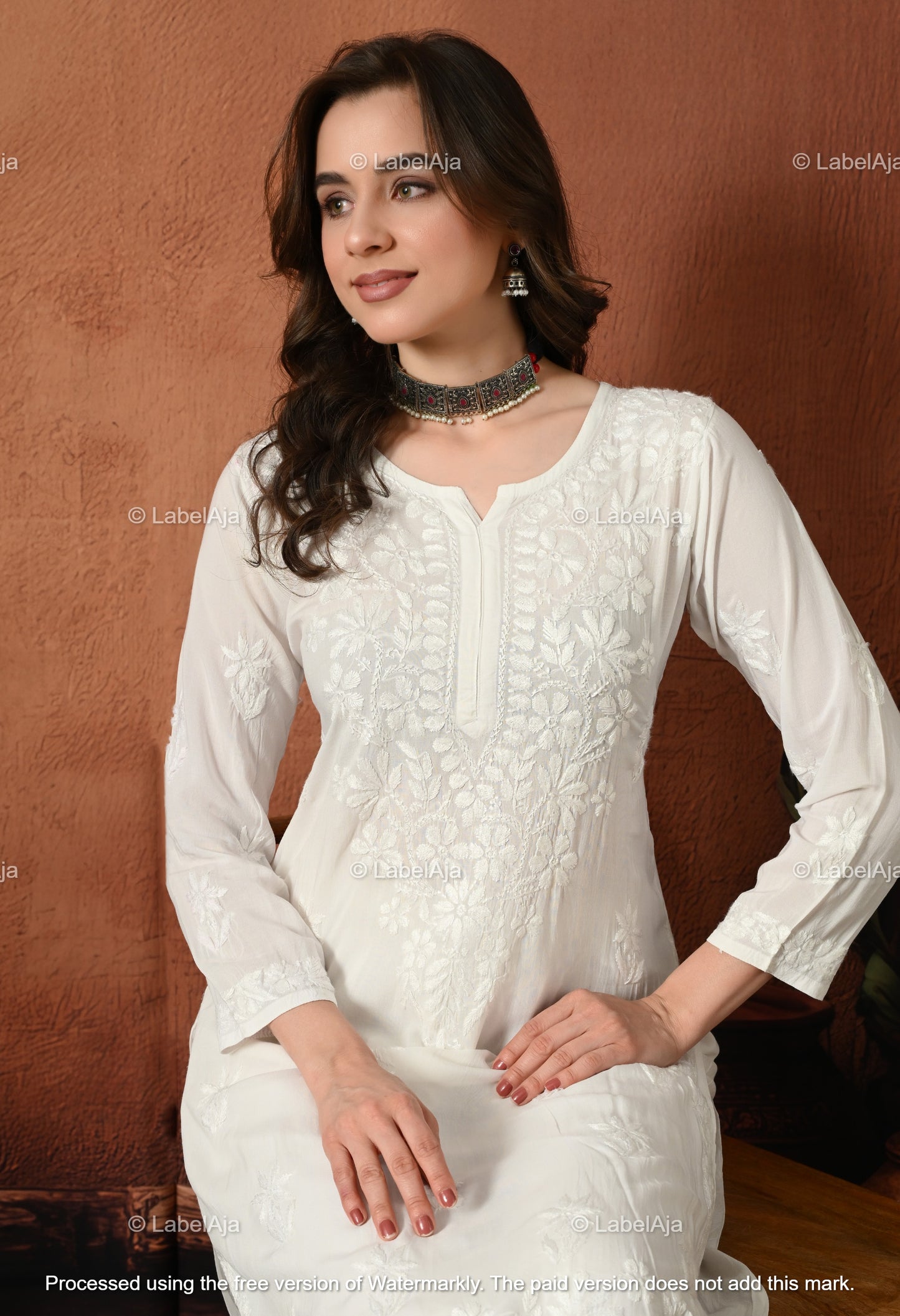 Gulnar Chikankari Modal kurti and palazzo set