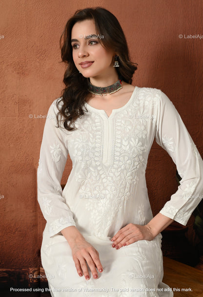 Gulnar Chikankari Modal kurti and palazzo set