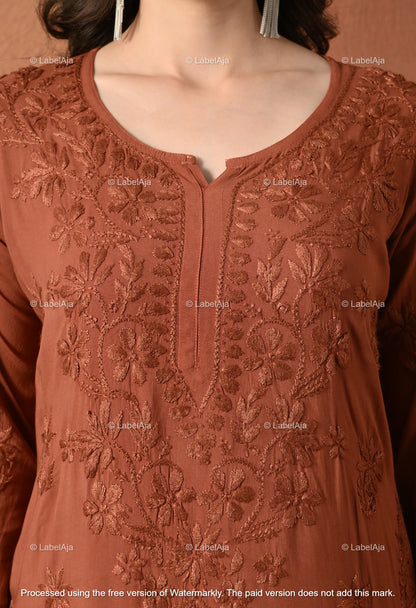 Gulnar Chikankari Modal kurti and palazzo set