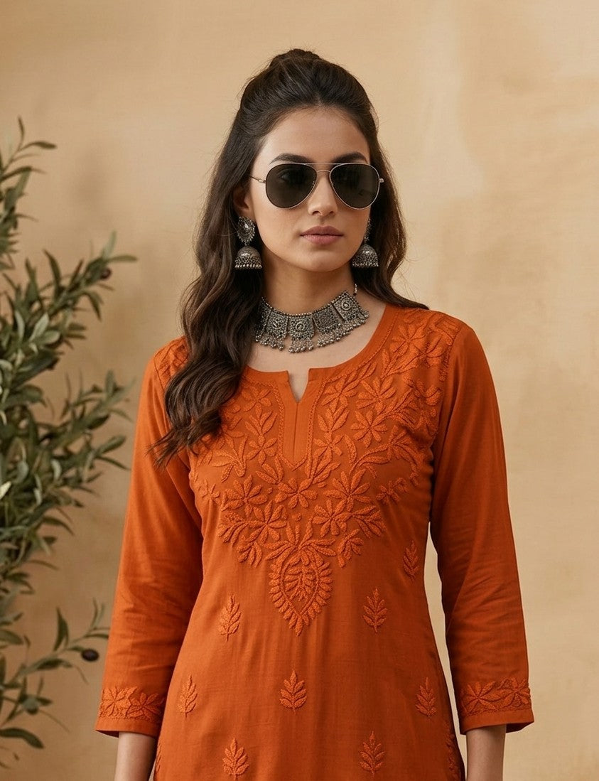 Mira short rayon chikankari kurti