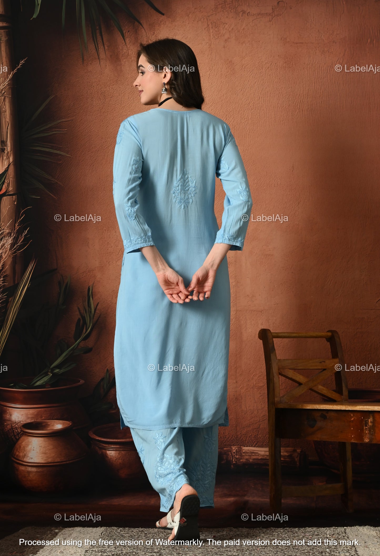 Gulnar Chikankari Modal kurti and palazzo set