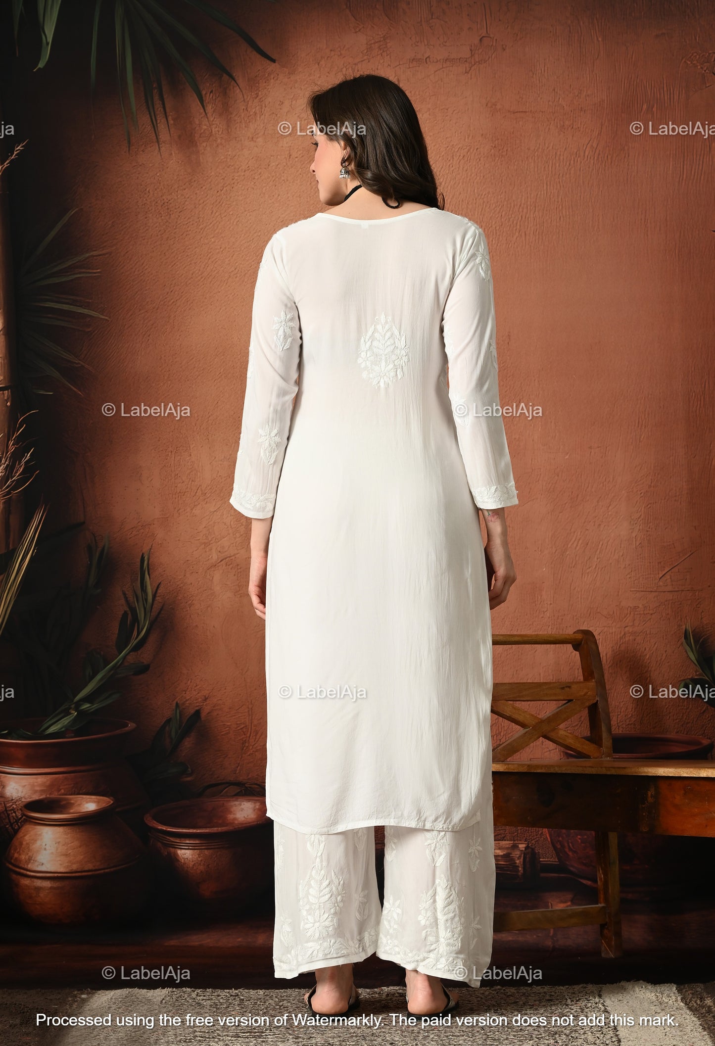 Gulnar Chikankari Modal kurti and palazzo set