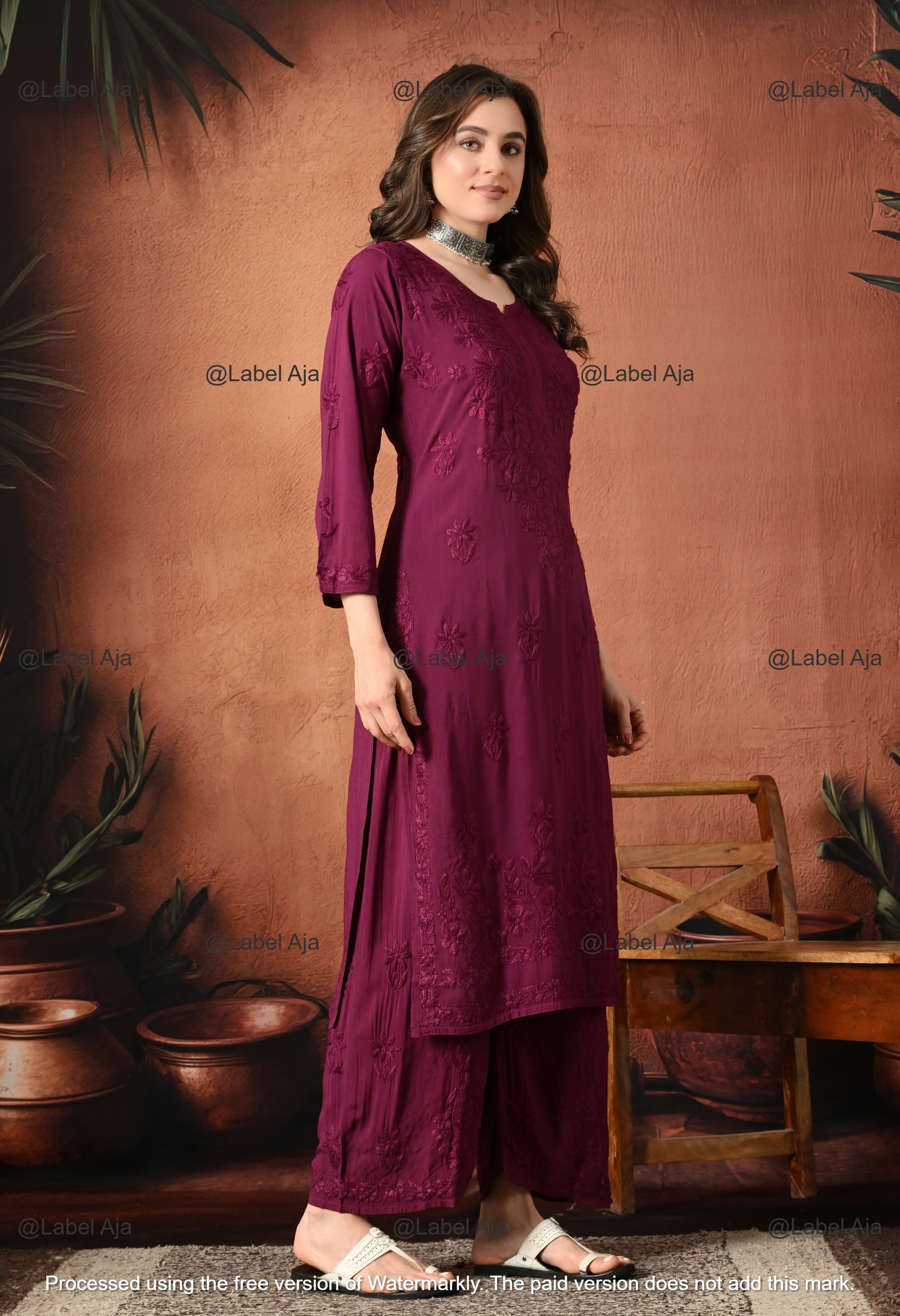 Gulnar Chikankari Modal kurti and palazzo set