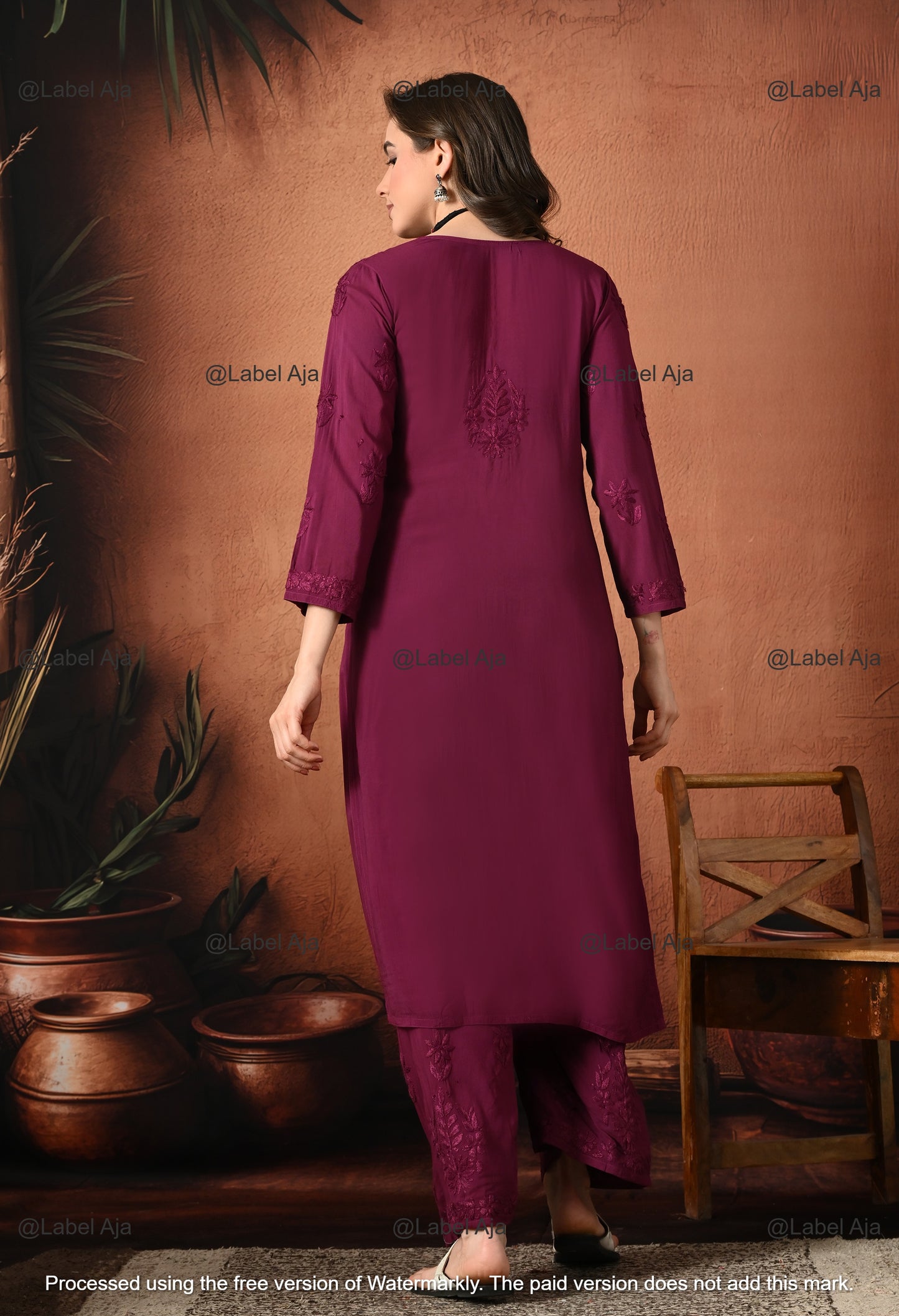 Gulnar Chikankari Modal kurti and palazzo set