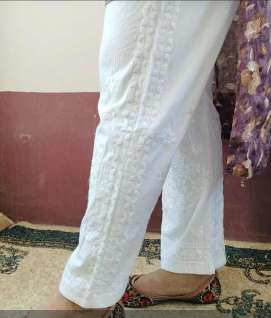 Cotton Lucknowi chikankari straight pant