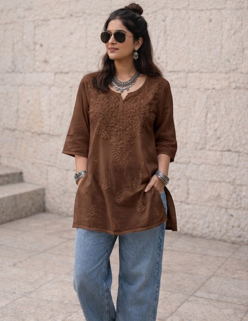 Mira short rayon chikankari kurti