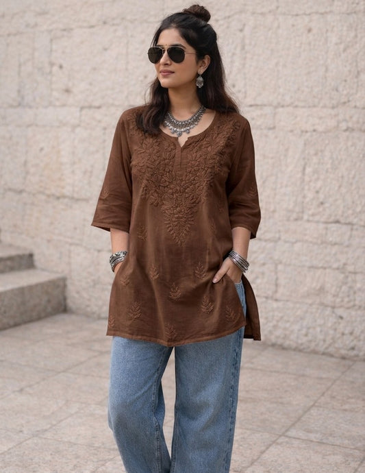 Mira short rayon chikankari kurti