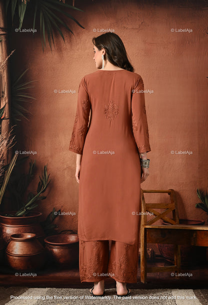 Gulnar Chikankari Modal kurti and palazzo set
