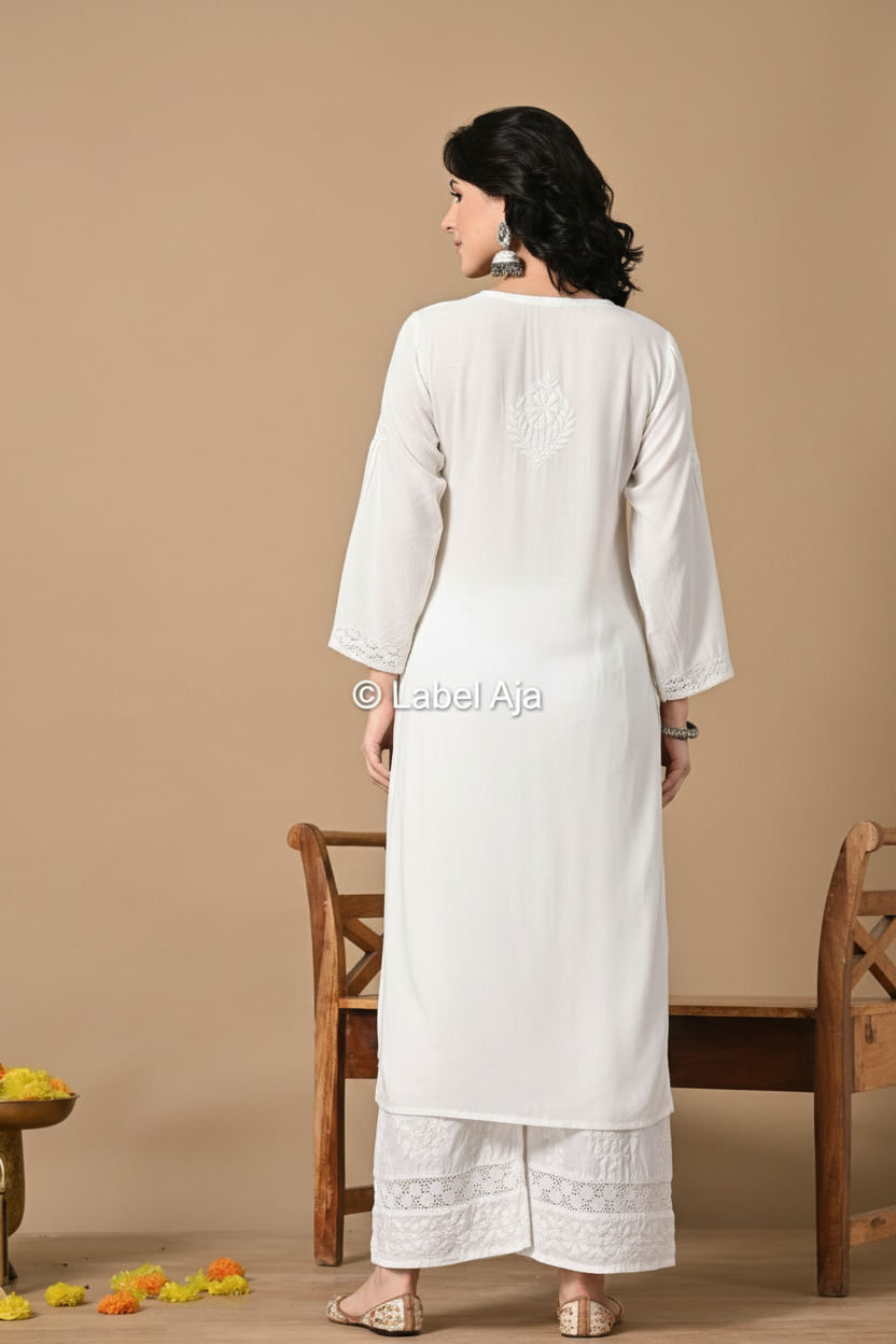 Premium Muslin long chikankari kurti