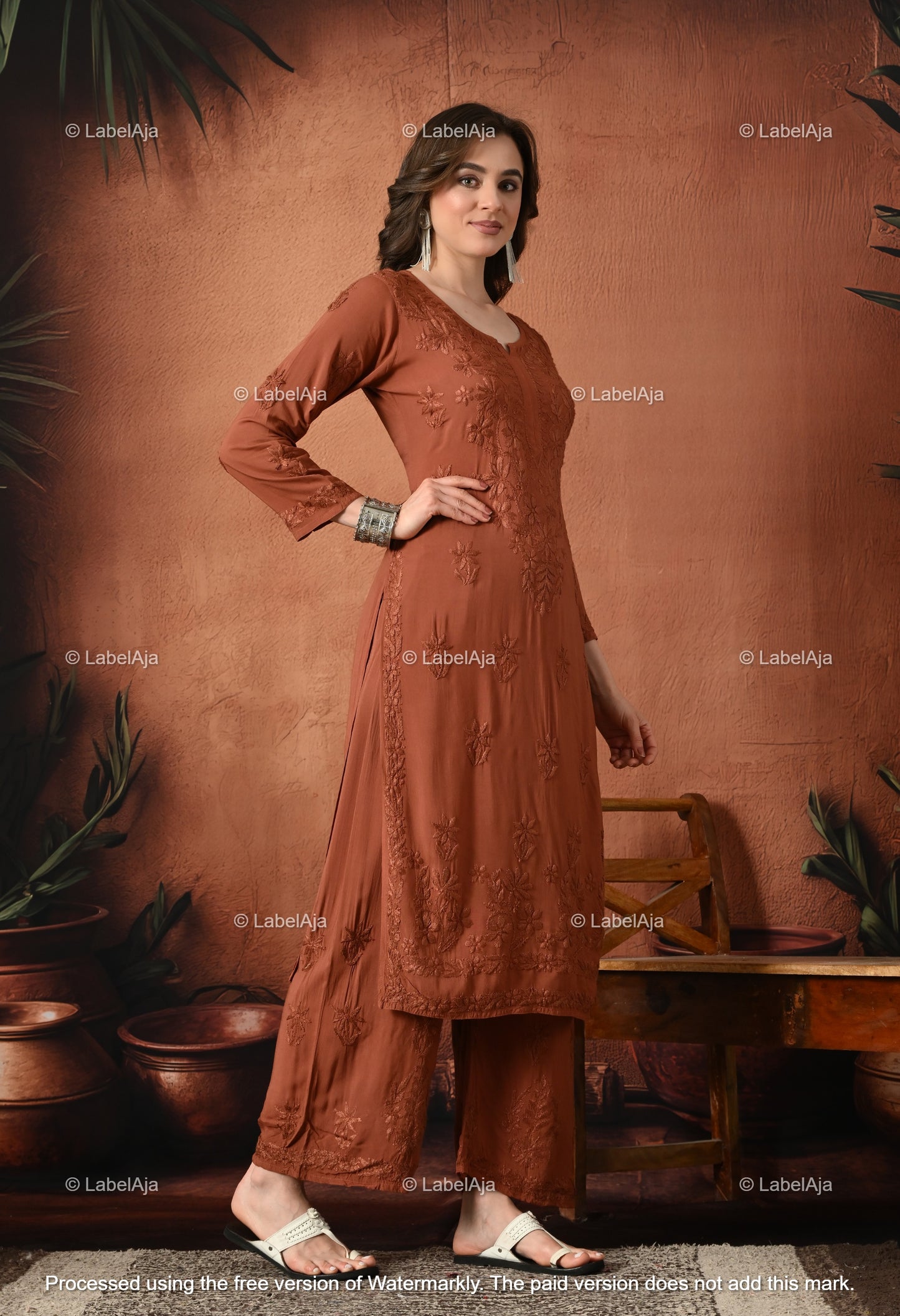 Gulnar Chikankari Modal kurti and palazzo set
